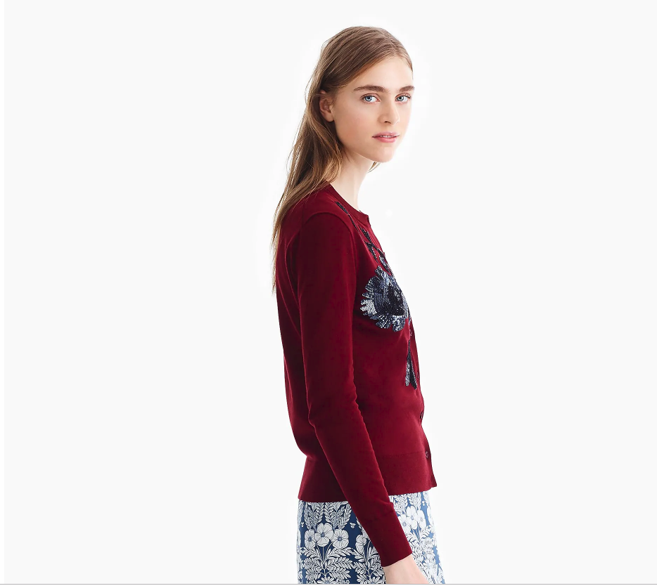 jackie cardigan sweater in floral embroidery